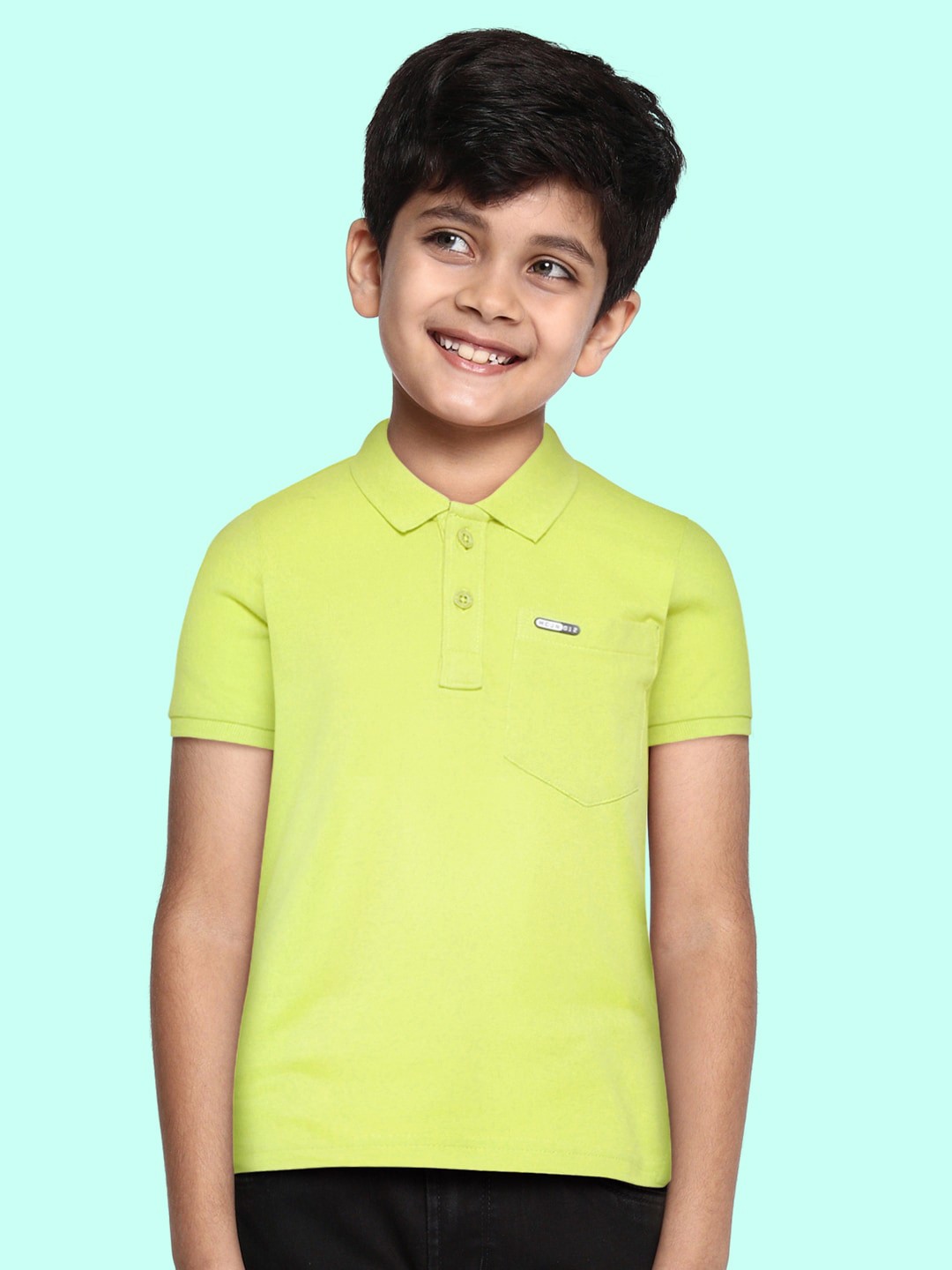 

Monte Carlo Boys Fluorescent Green Polo Collar Pure Cotton T-shirt