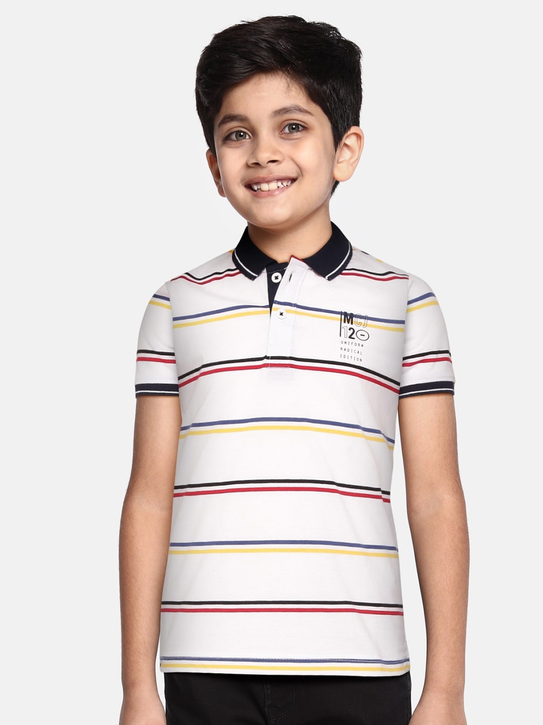 

Monte Carlo Boys White & Red Striped Polo Collar T-shirt