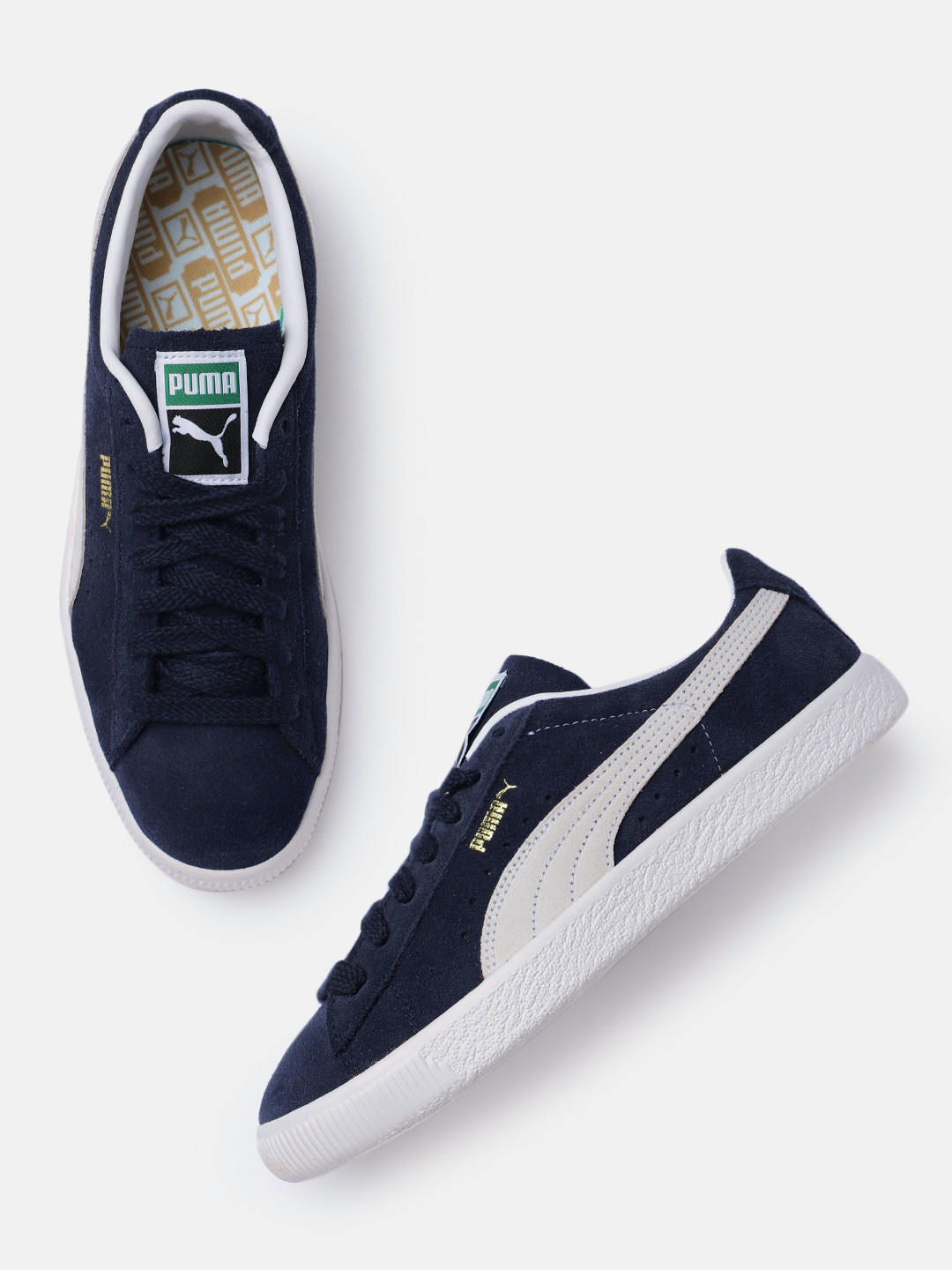 

Puma Unisex Navy Blue Suede Vintage Colourblocked Sneakers