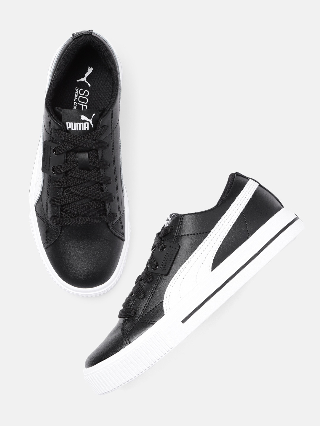 

Puma Men Black & White Solid SoftFoam+ Leather Ever FS Regular Sneakers