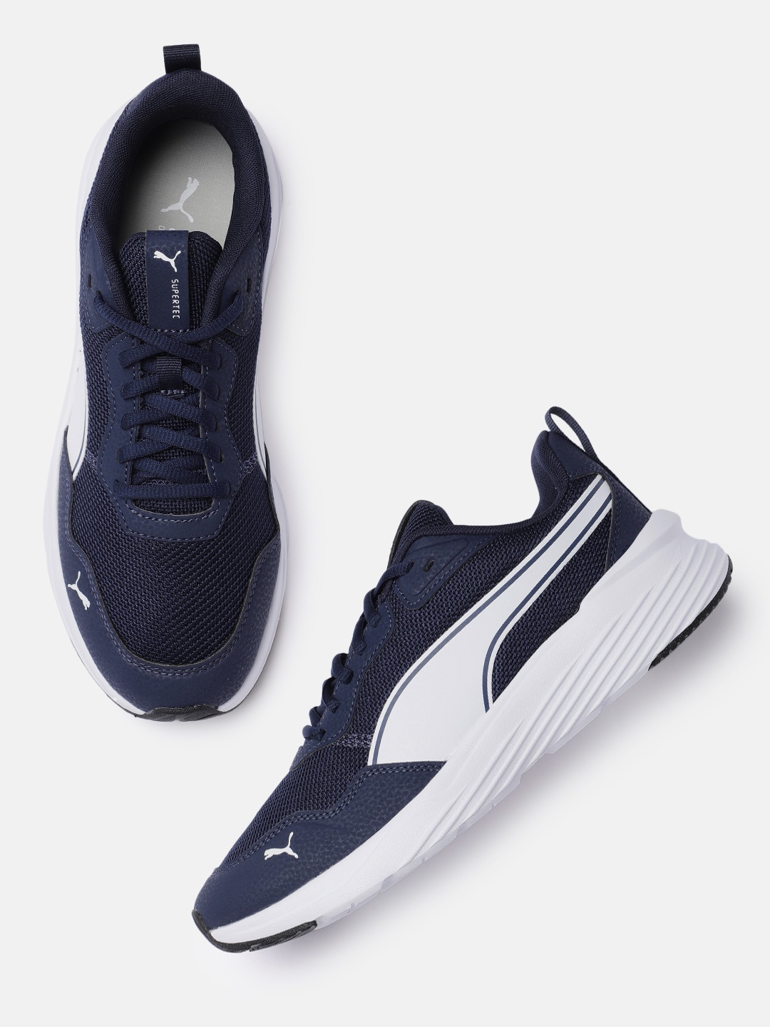 

Puma Men Navy Blue Textured Supertec Zero Sneakers