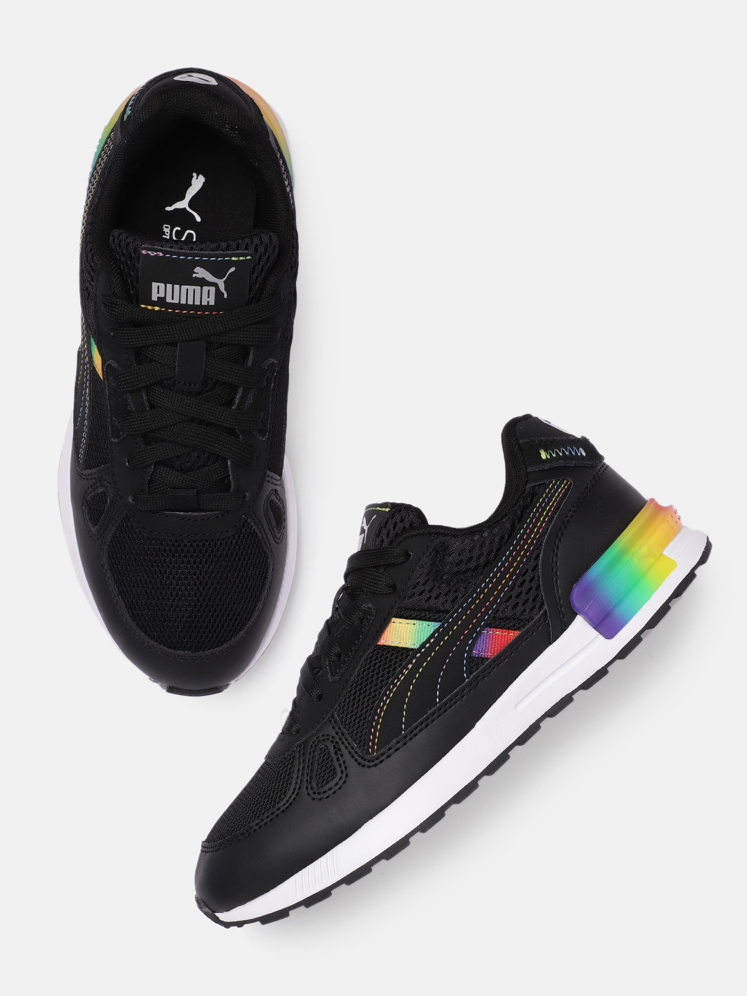 

Puma Unisex Black Graviton Pro Rainbow Hues Sneakers