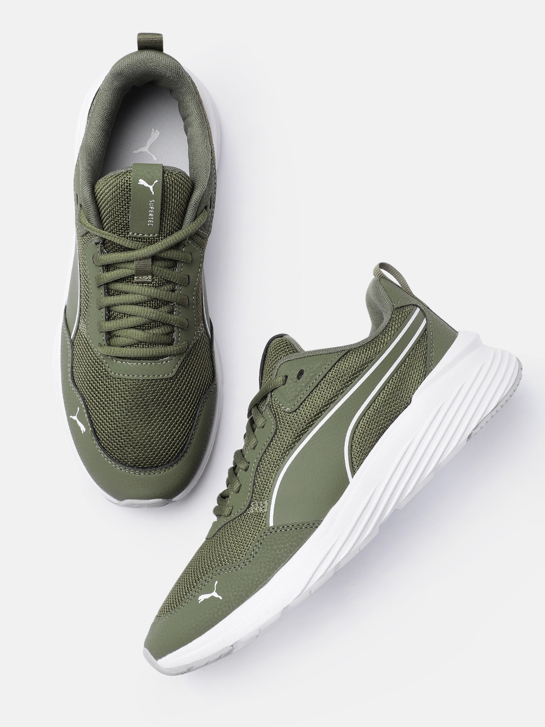 

Puma Unisex Olive Green Textured Supertec Zero Sneakers