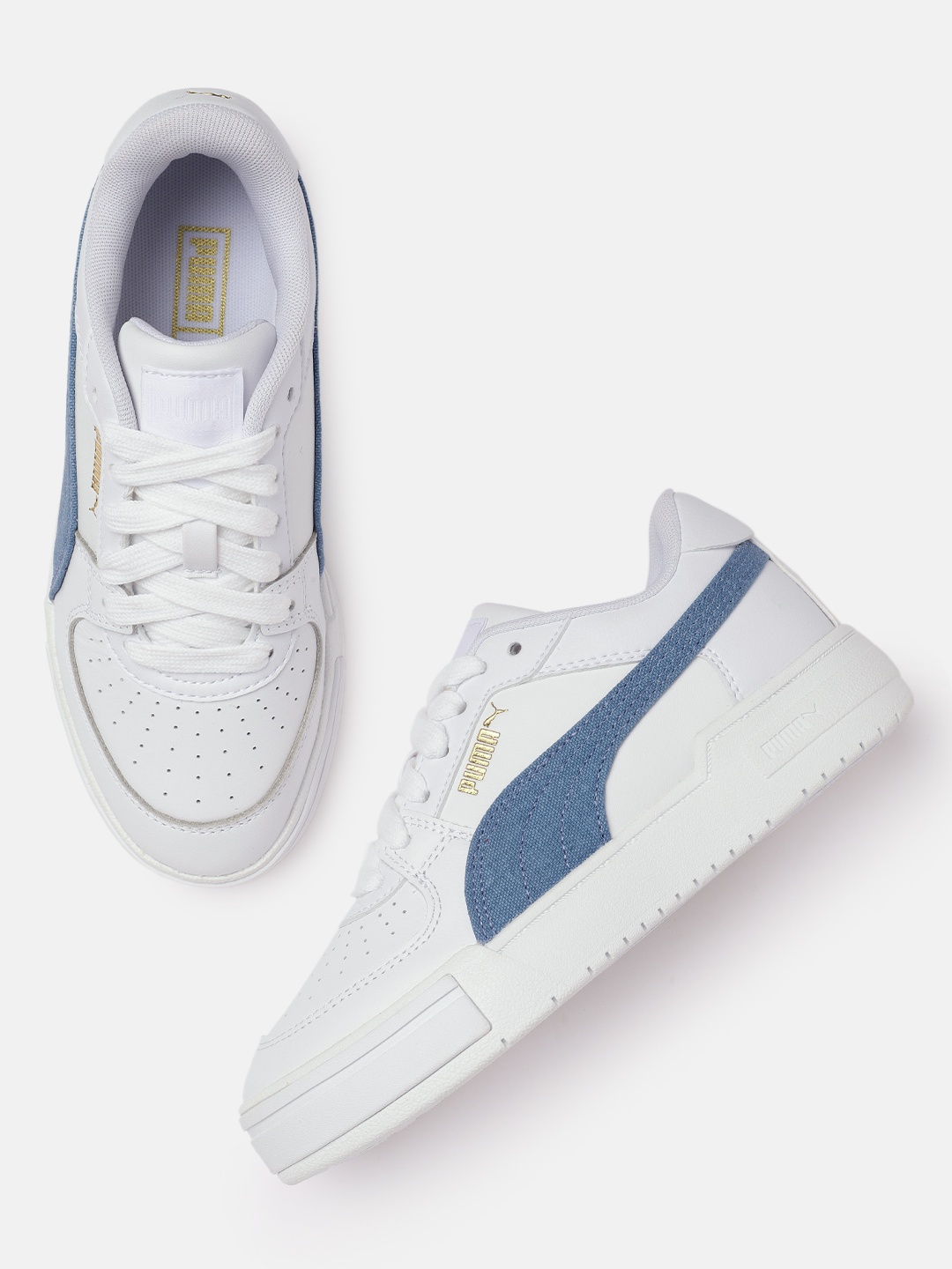 

Puma Unisex White CA Pro Denim Leather Sneakers