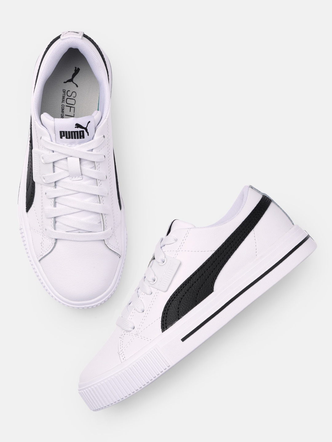 

Puma Puma Men White & Black Solid SoftFoam+ Leather Ever FS Regular Sneakers