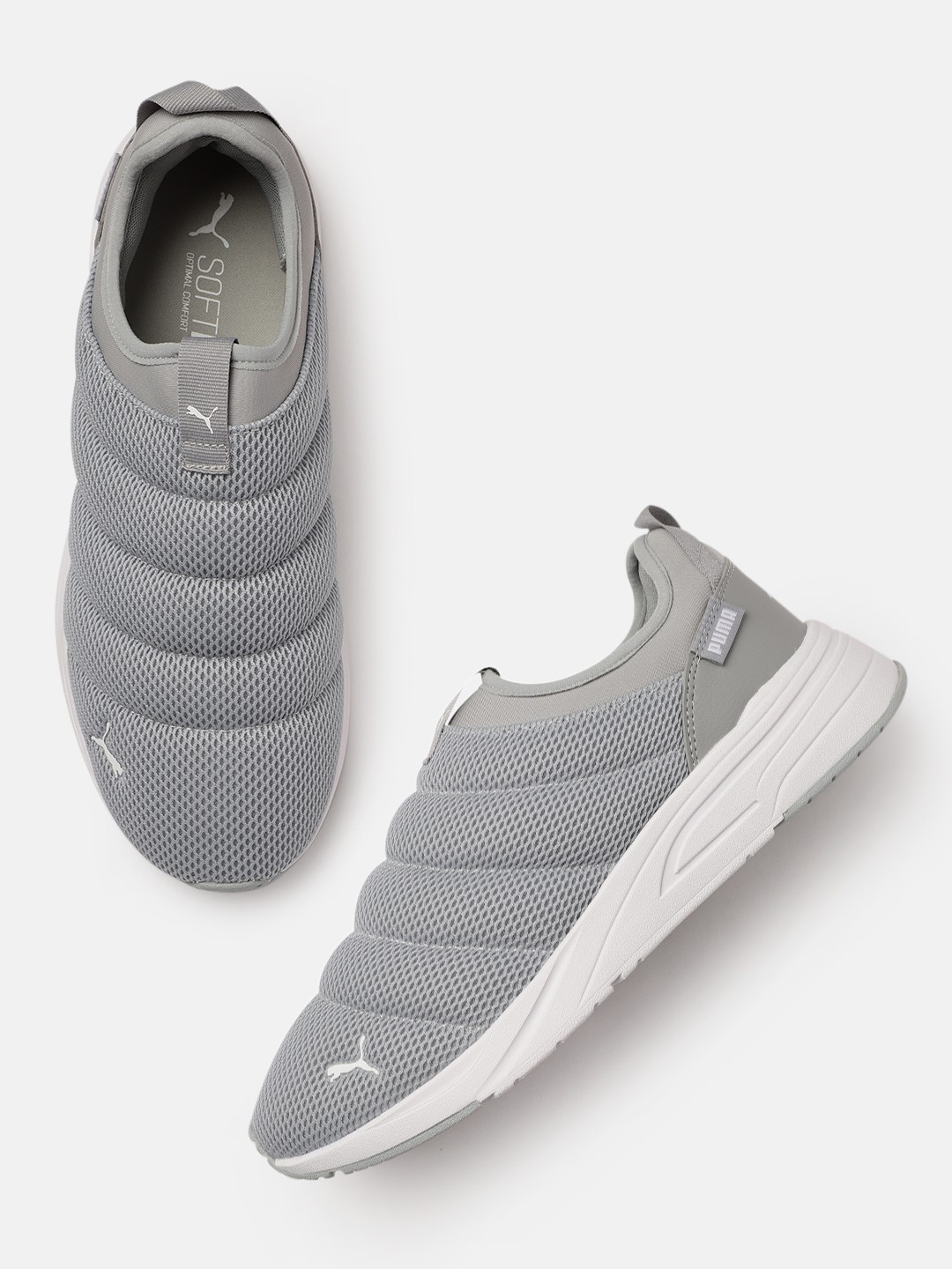 

Puma Men Grey Solid Avionic Slipper Mesh Sneakers