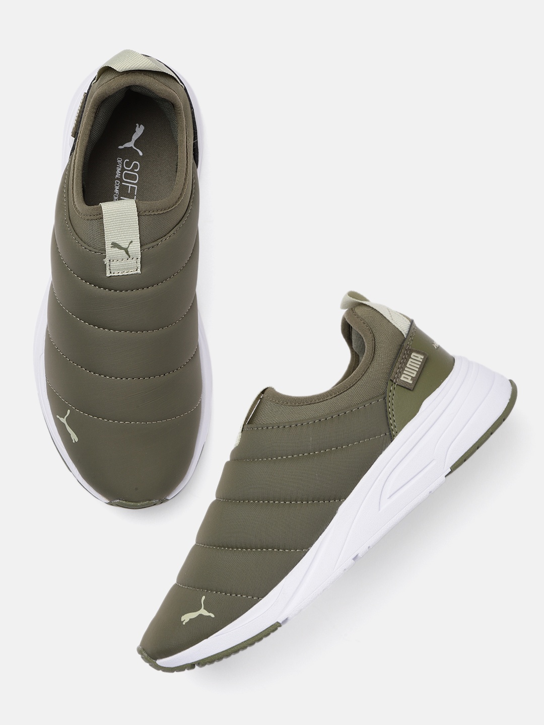 

Puma Men Olive Green Solid Avionic Slipper Regular Sneakers