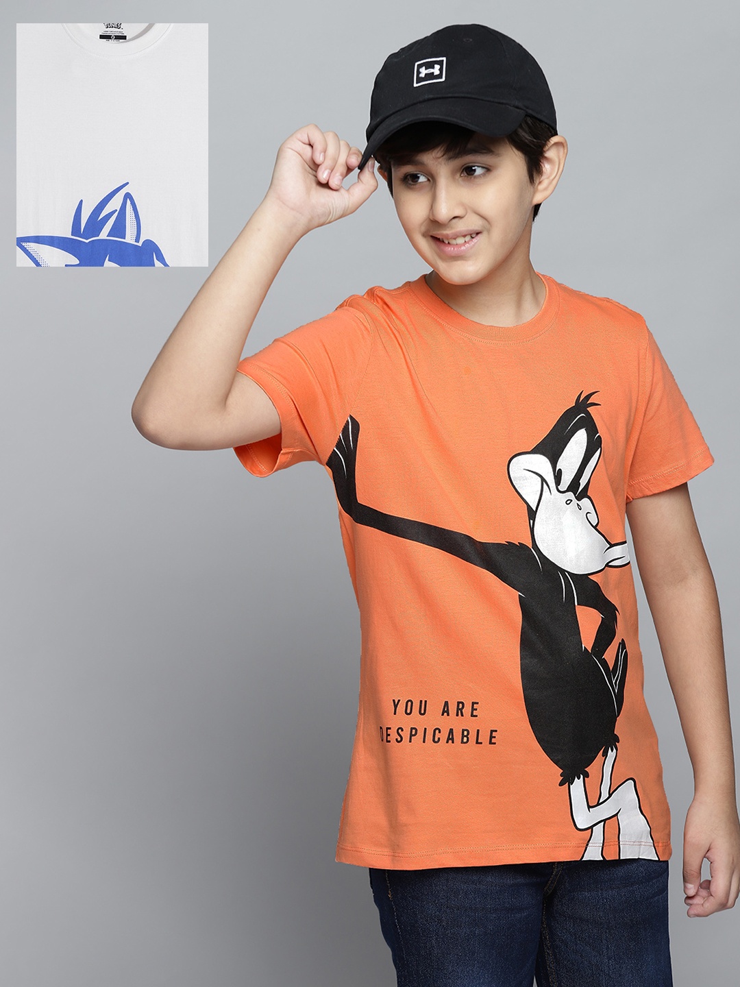 

YK Warner Bros Boys Pack of 2 Pure Cotton Looney Tunes Print T-shirts, Orange