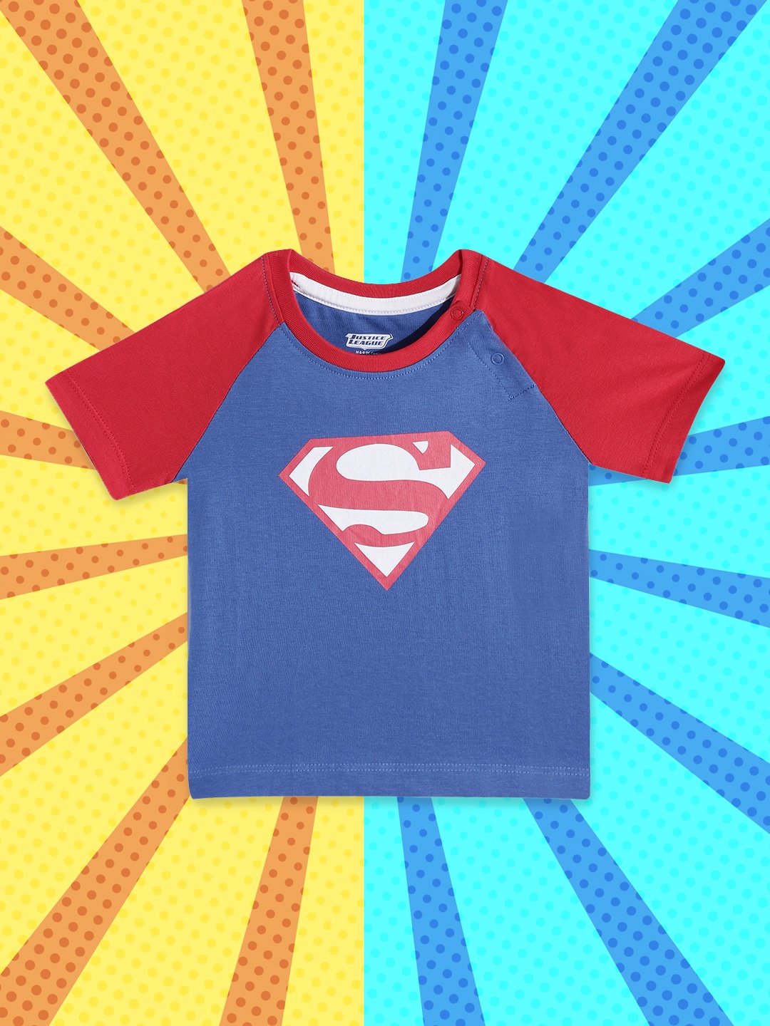 

YK Justice League Boys Blue & Red Super Man Graphic Print T-shirt
