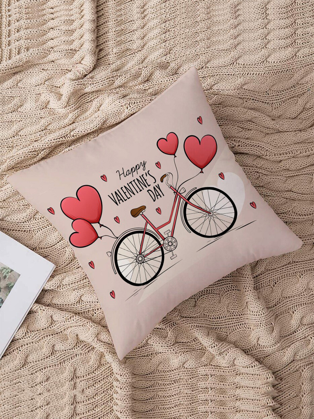 

STITCHNEST Rust & Pink Quirky Printed Cotton Square Cushion Covers