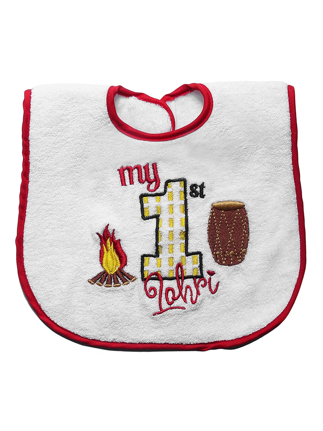 Butterthief Pack Of 5 White Embroidered Pure Terry Cotton Reversible Feeding Bibs