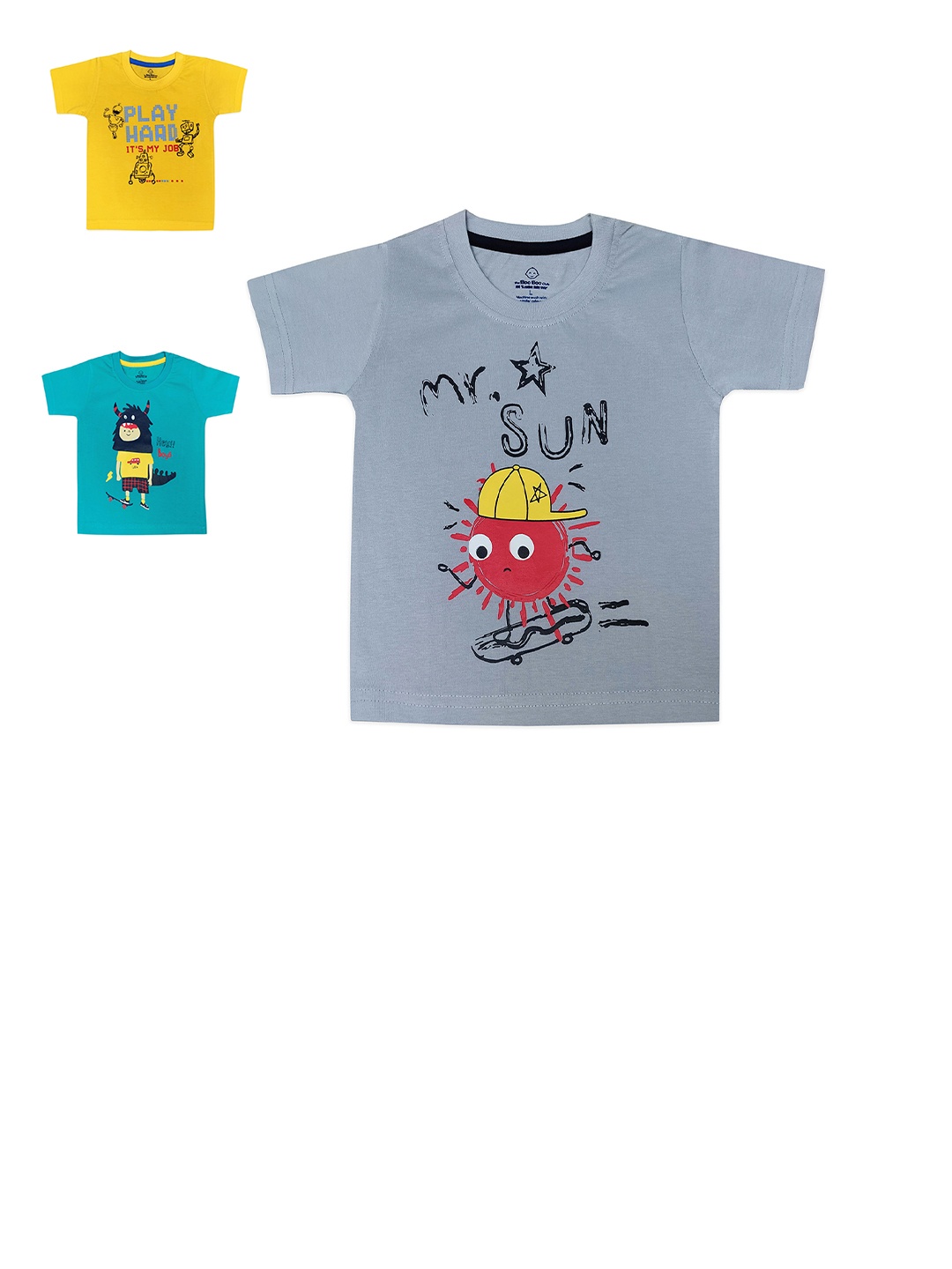 

The Boo Club Kids Pack of 3 Printed T-shirt, Yellow