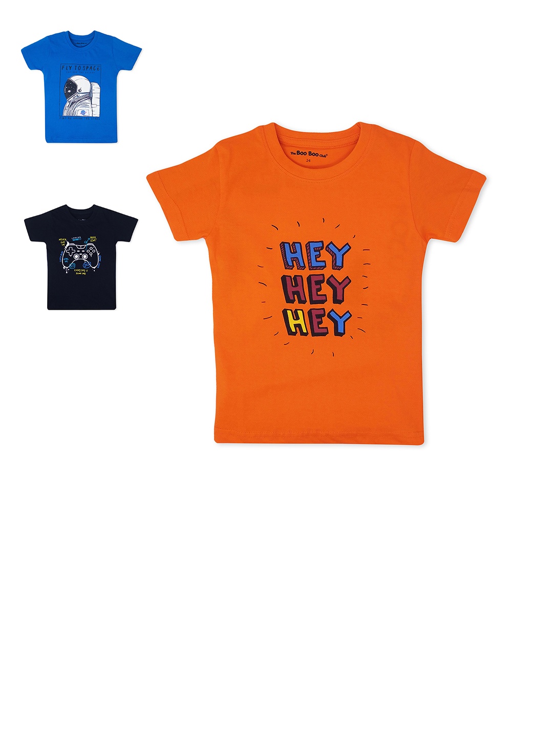 

The Boo Club Kids Orange 3 Printed Pockets T-shirt