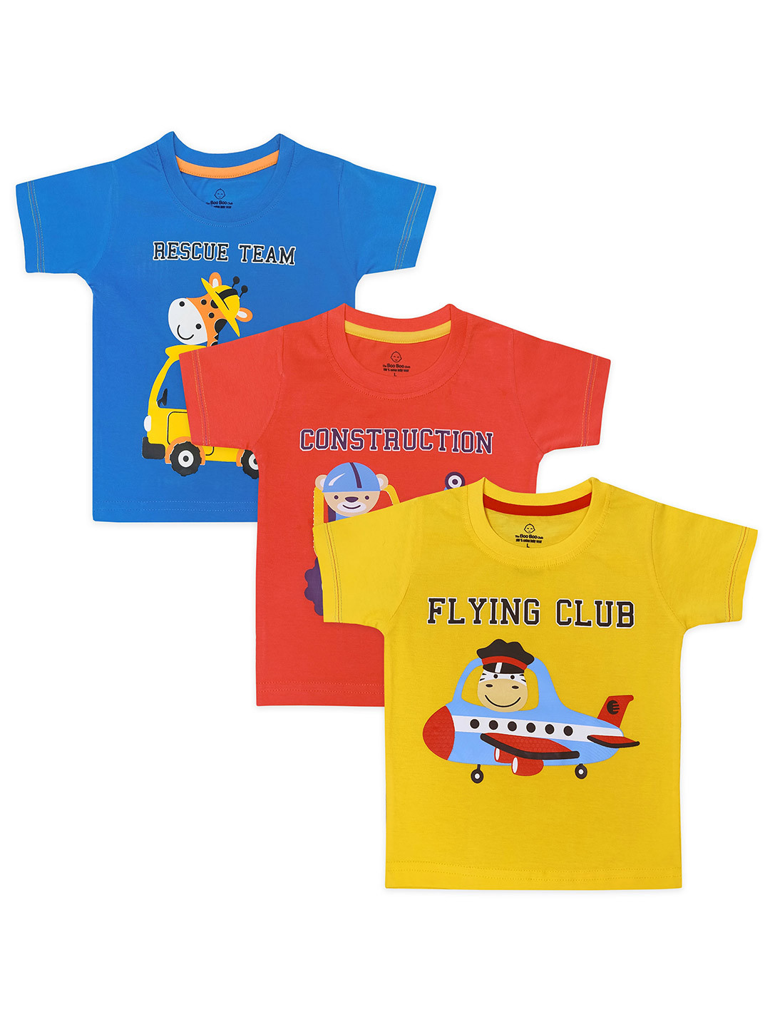 

The Boo Boo Club Kids Pack of 3 Printed T-shirt, Orange