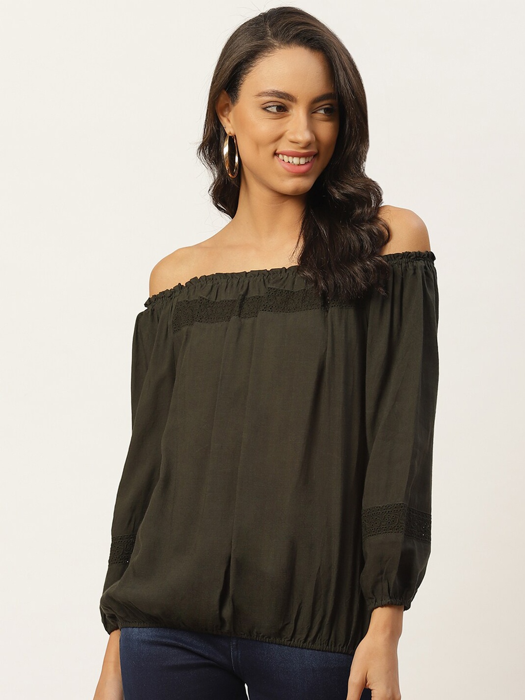

Xpose Green Off-Shoulder Bardot Top