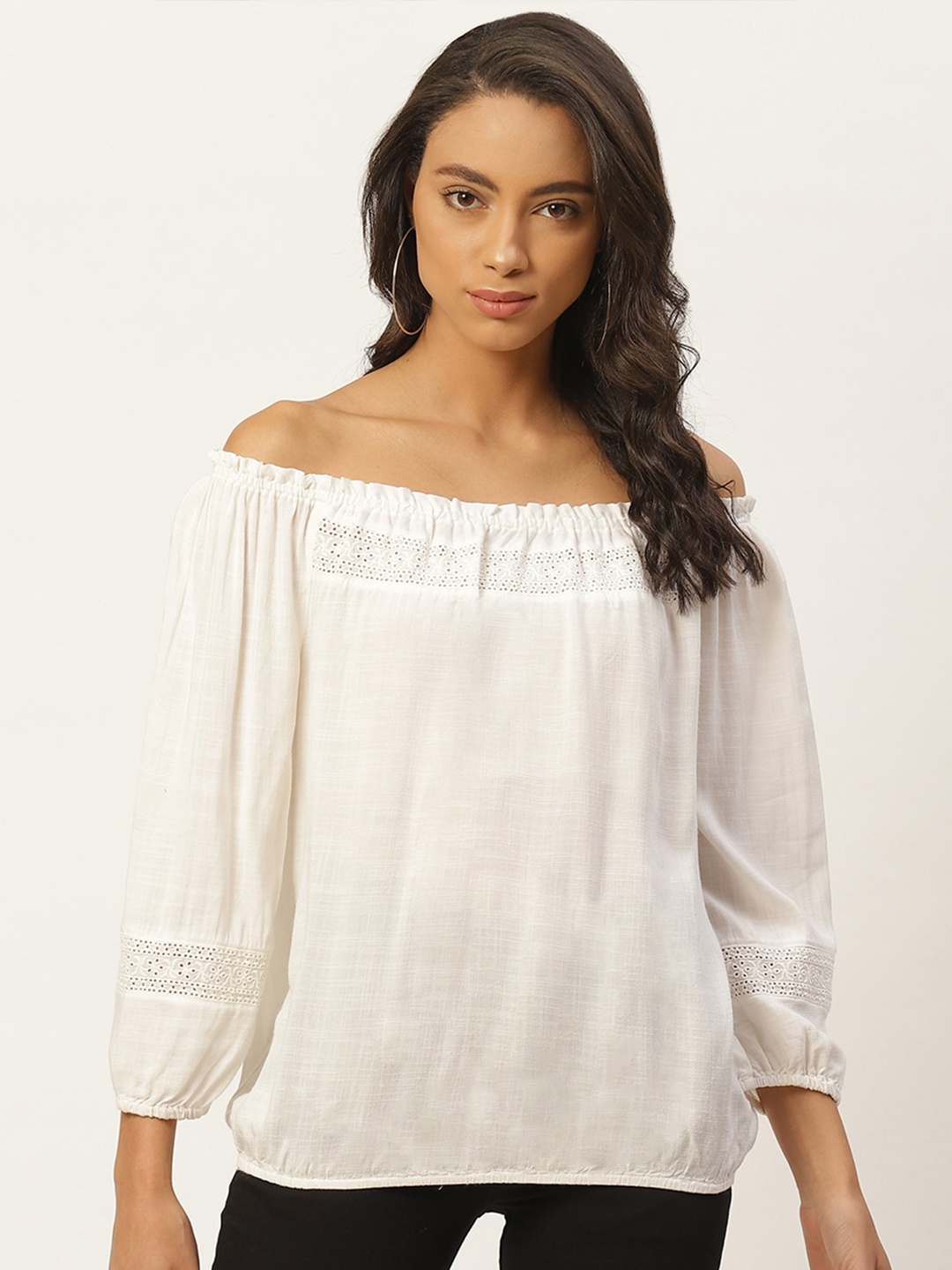 

Xpose White Off-Shoulder Bardot Top