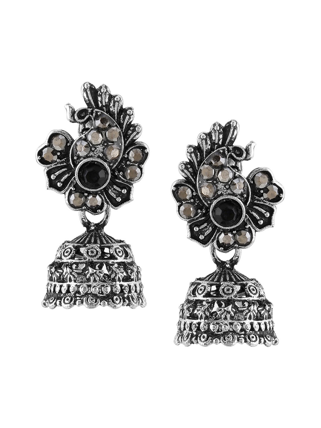 

SATCHEL Silver-Toned Contemporary Jhumkas Earrings