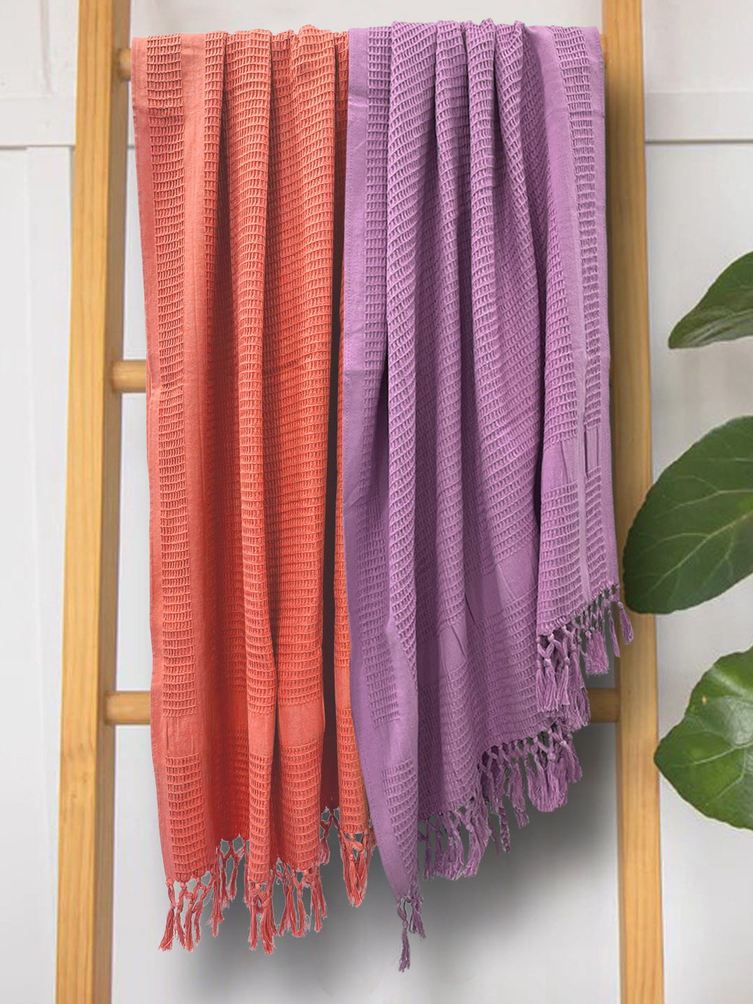 

BIANCA Coral & Lavendar Pack of 2 Soft Waffel Towel