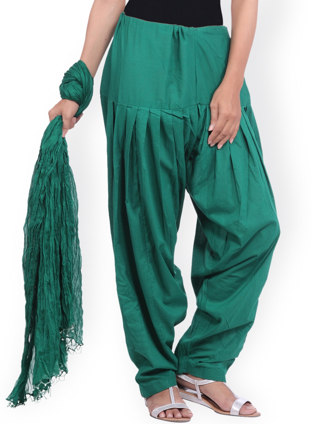 

Jaipur Kurti Green Patiala Salwar & Dupatta Set