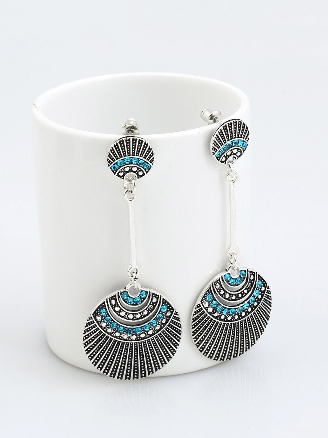 

Yellow Chimes Silver-Toned Contemporary Drop Earrings