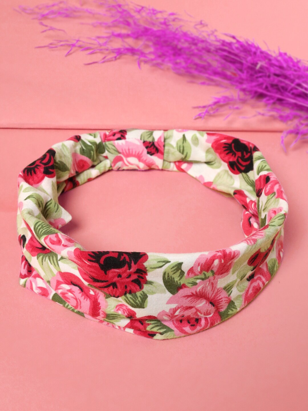 

Yellow Chimes Women Pink & White Floral Printed Headband