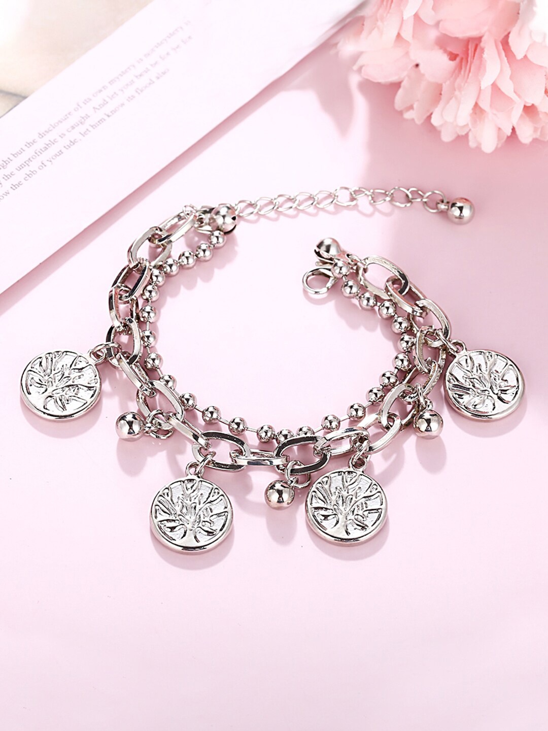 

Yellow Chimes Women Silver-Plated Charm Bracelet
