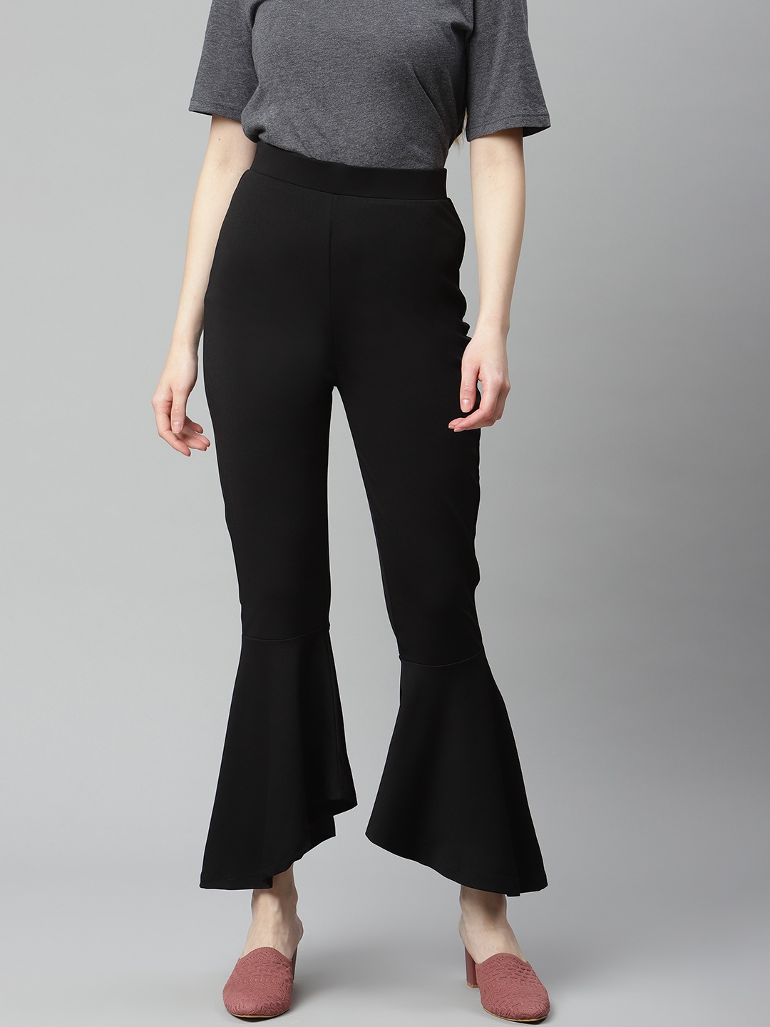 

plusS WORX Women Black Solid Bootcut Trousers