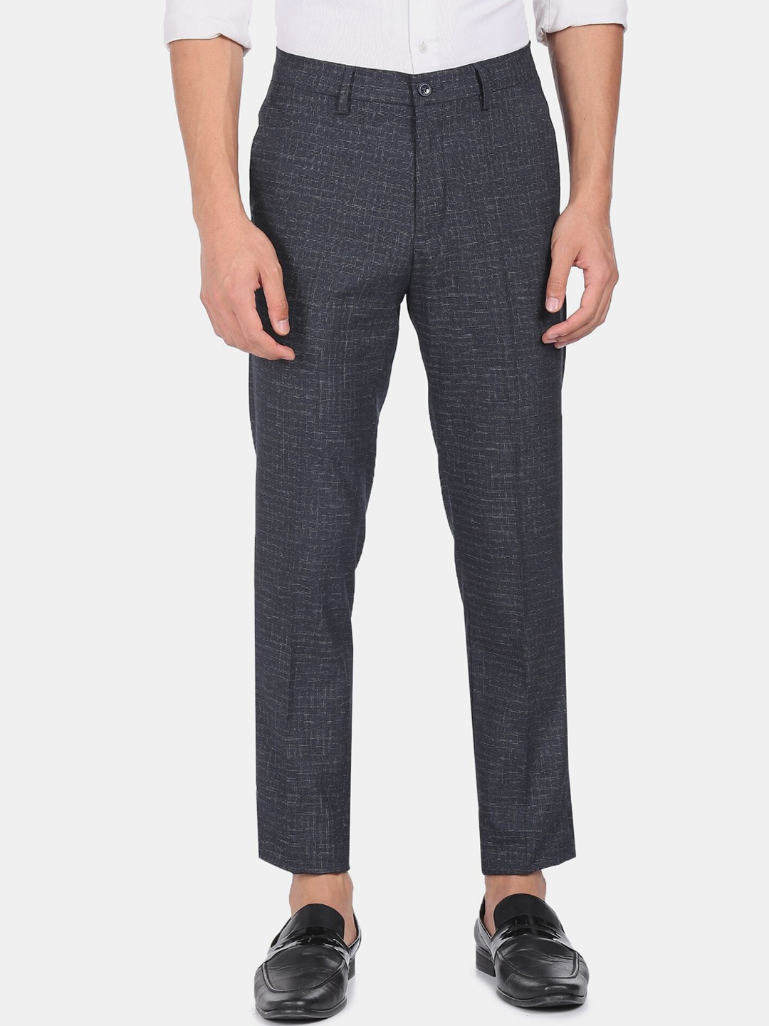 

Arrow Men Blue Textured Trousers