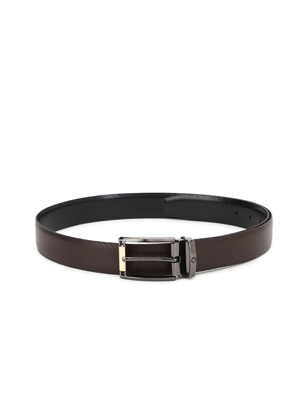 

Louis Philippe Men Black Textured Reversible Leather Belt