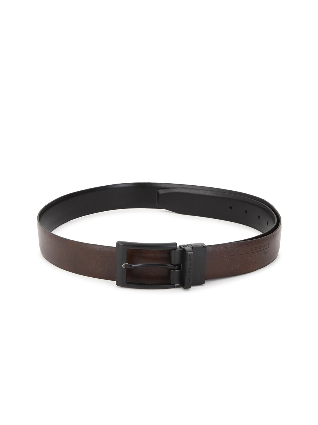 

Louis Philippe Men Black Textured Reversible Leather Belt