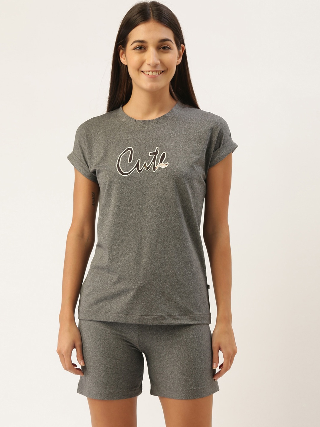 

Bannos Swagger Women Grey Short Night suit
