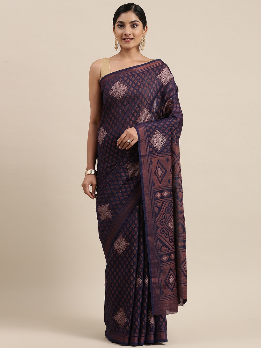 

Pothys Navy Blue Ethnic Motifs Saree