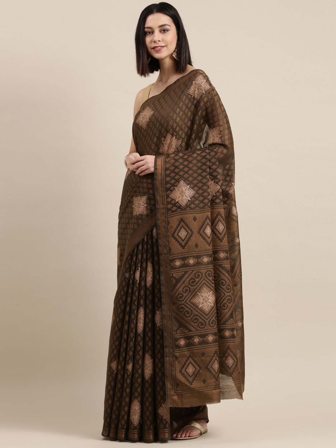 

Pothys Brown Ethnic Motifs Saree