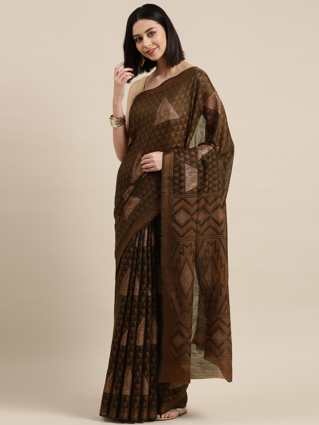 

Pothys Brown Printed Saree