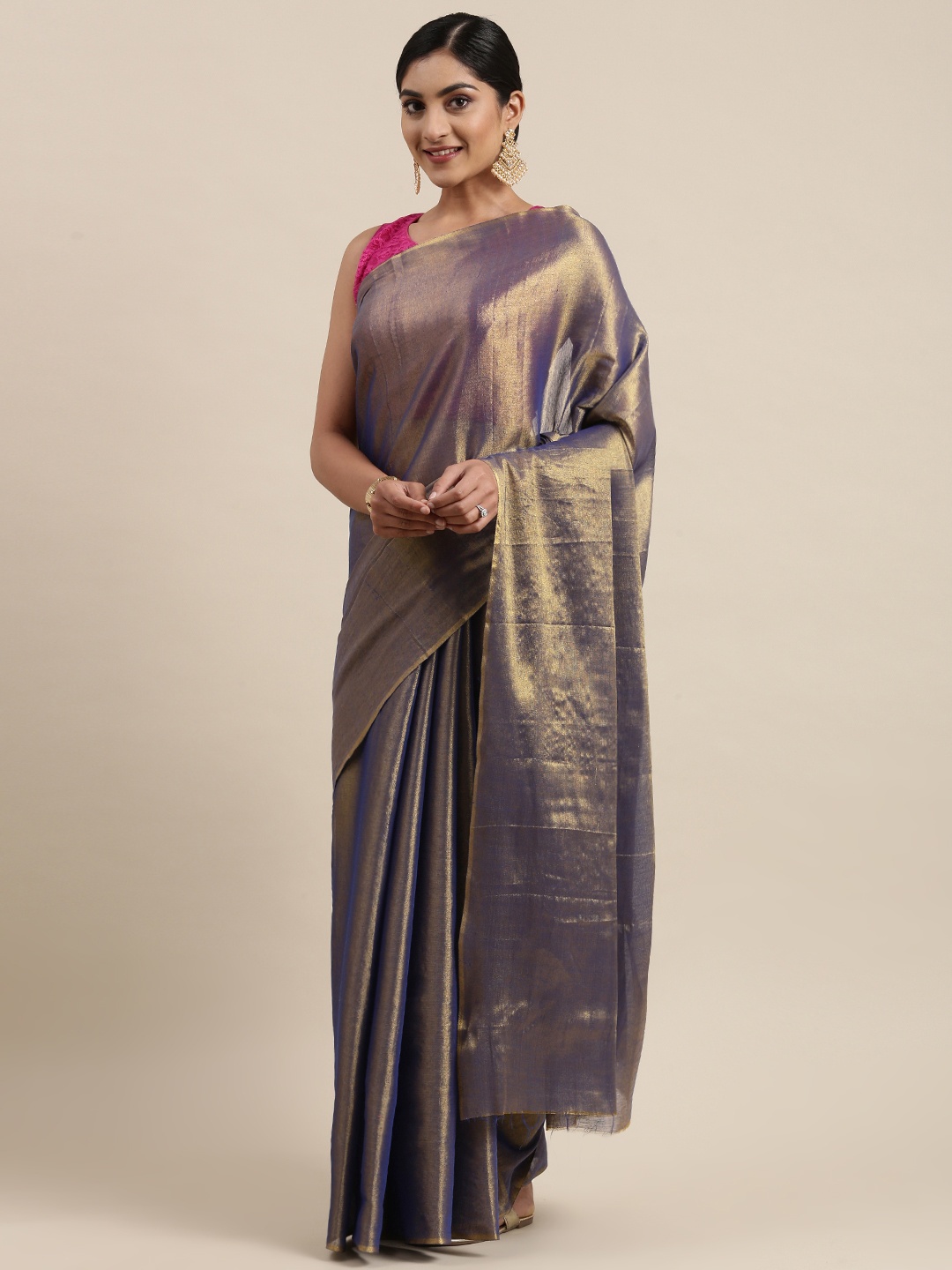 

Pothys Navy Blue Jute Silk Saree