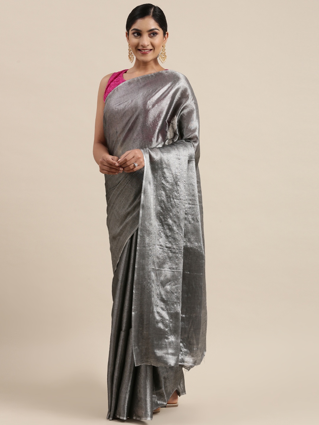 

Pothys Grey Jute Silk Saree