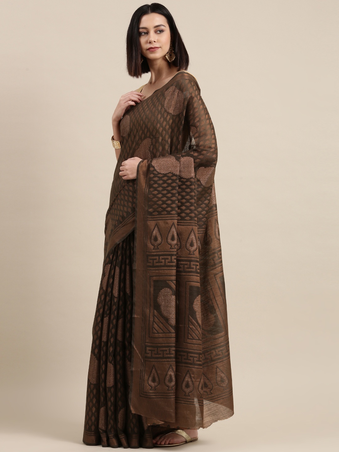 

Pothys Brown Printed Saree