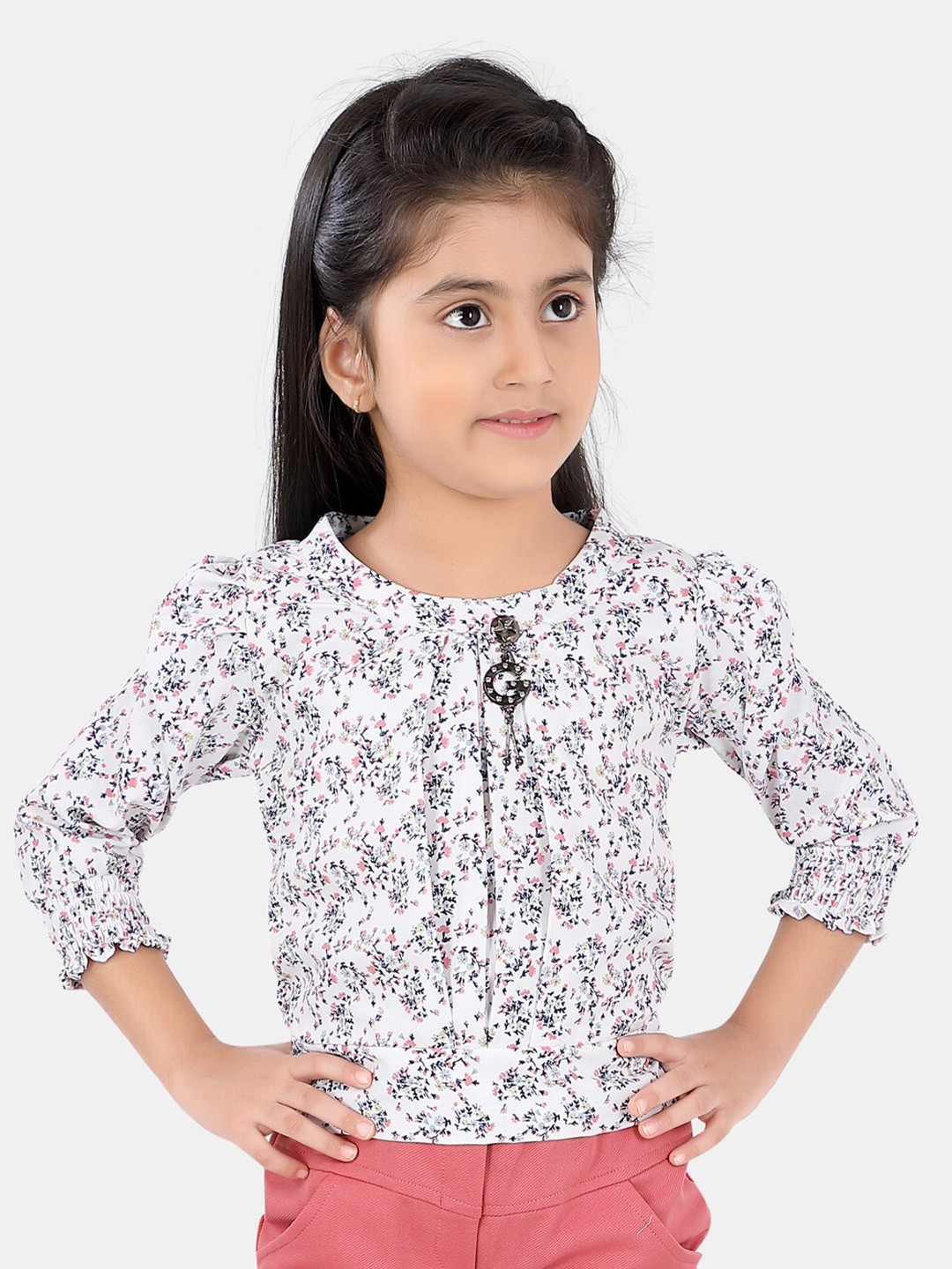 

POPLINS Pink Floral Print Top