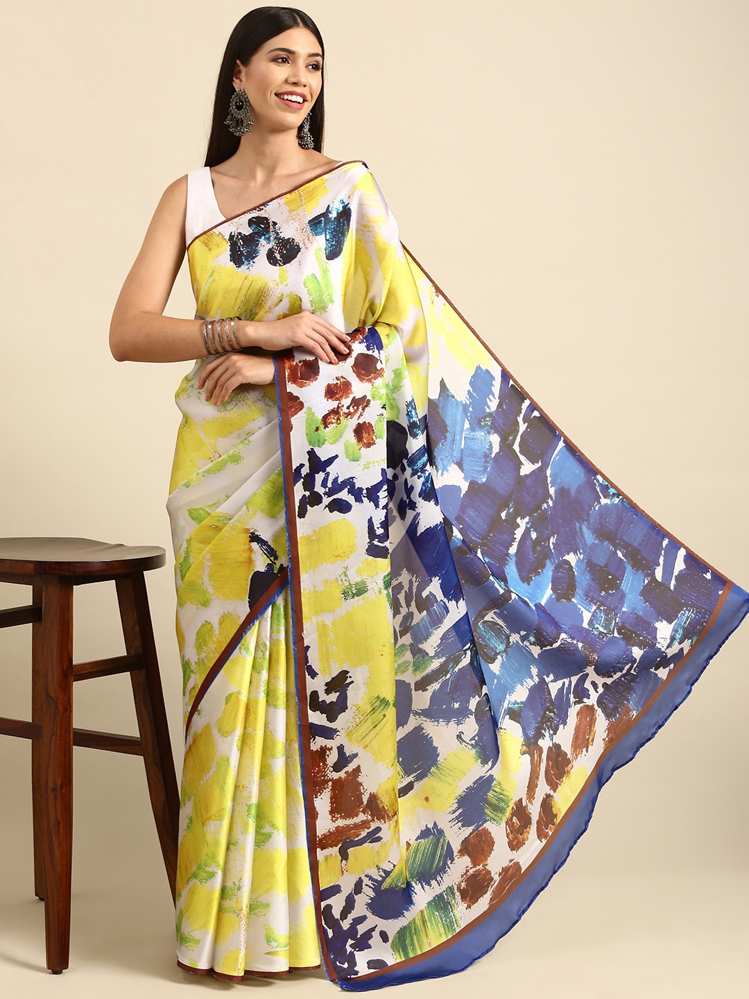 

Anouk Multicoloured Satin Ready to Wear Bhagalpuri Saree, Multi