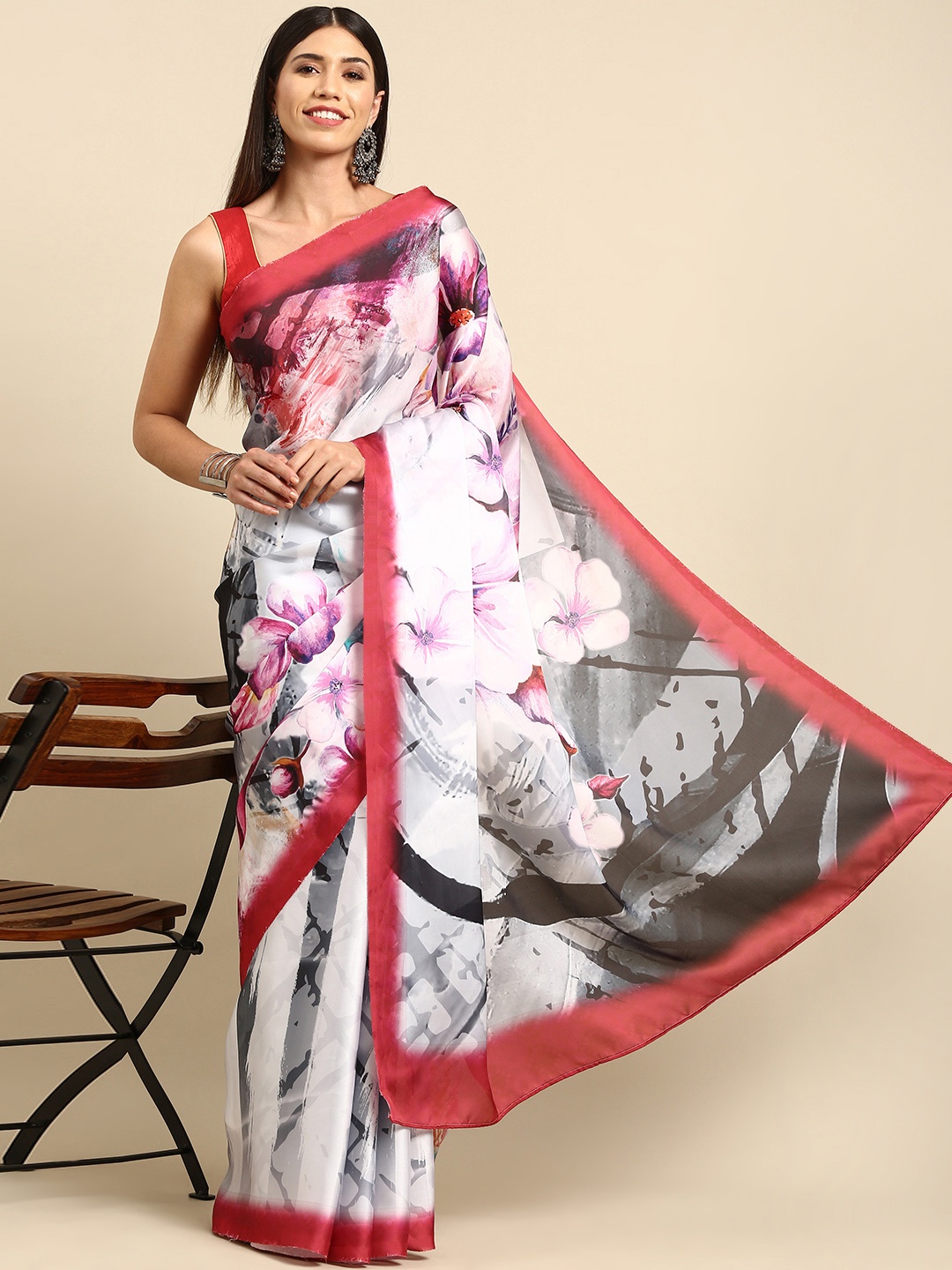 

Anouk Multicoloured Satin Ready to Wear Bhagalpuri Saree, Multi