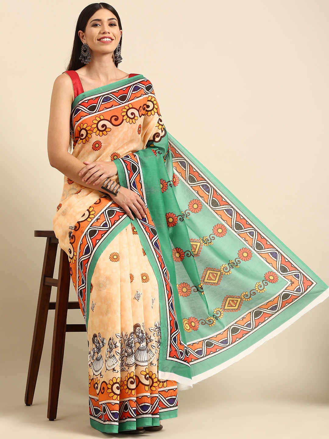 

Anouk Multicoloured Ethnic Motifs Ready to Wear Bhagalpuri Saree, Multi
