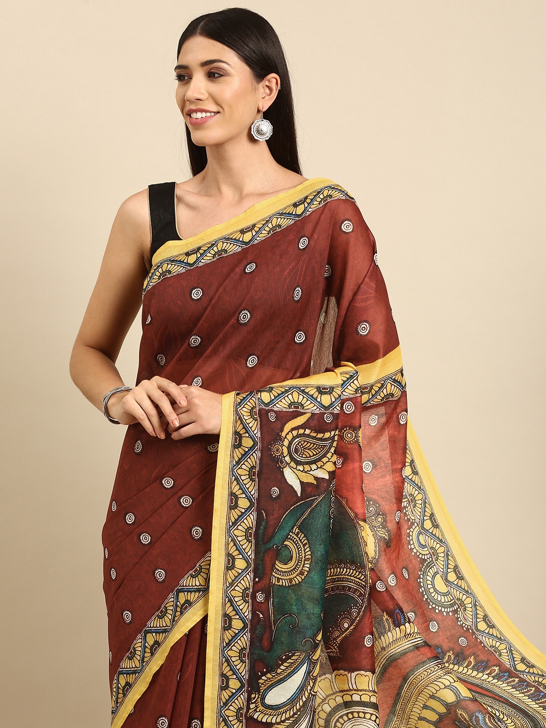 

Anouk Women Maroon & Green Ethnic Motifs Saree