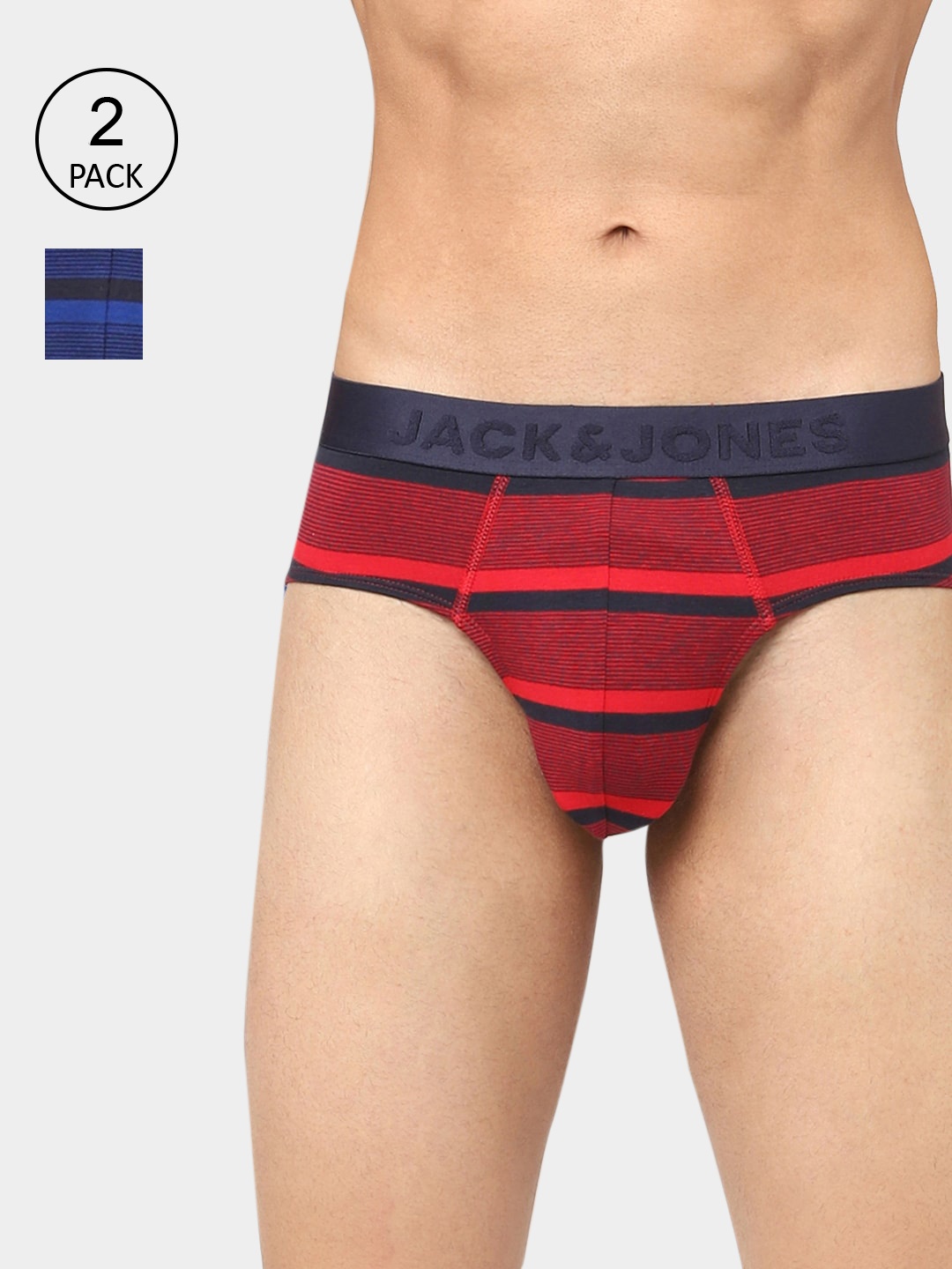 

Jack & Jones Men Pack Of 2 Blue & Red Briefs