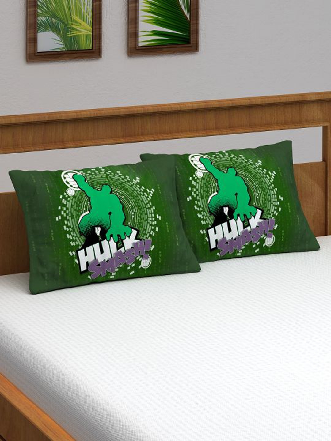 

Marvel Kids Pack of 2 Green Hulk Printed Pillow Cover, Multi