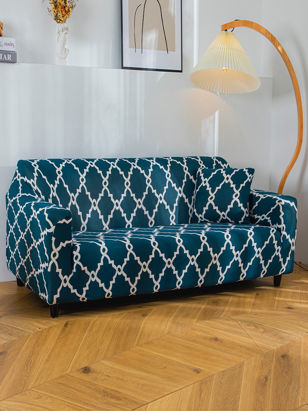 

HOUSE OF QUIRK Green 4-Seater Stretchable Non-Slip Sofa Cover
