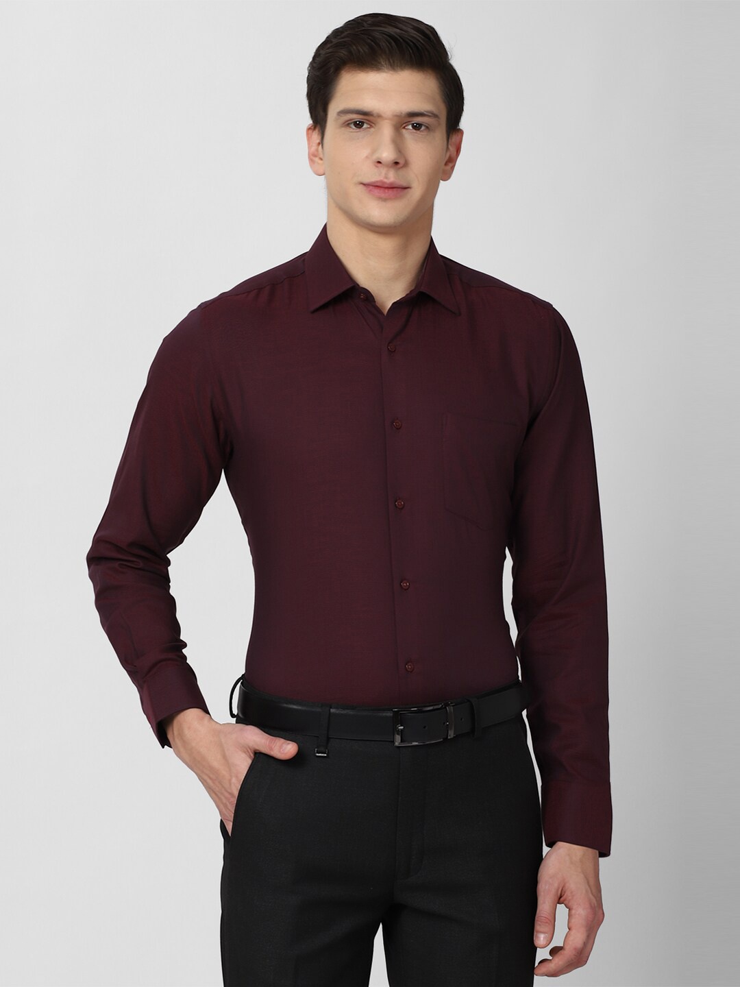 

Van Heusen Men Maroon Pure Cotton Formal Shirt