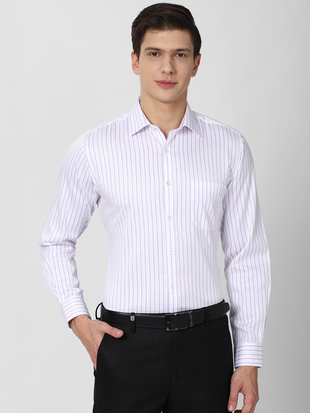 

Van Heusen Men White Striped Pure Cotton Formal Shirt