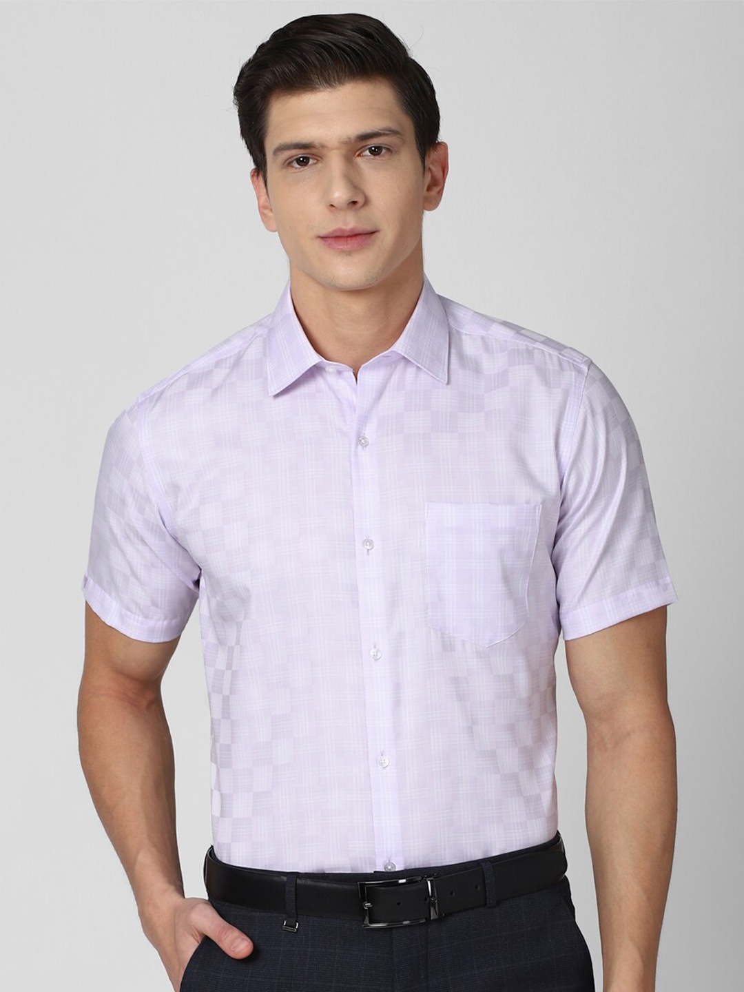 

Van Heusen Men Purple Floral Printed Pure Cotton Formal Shirt
