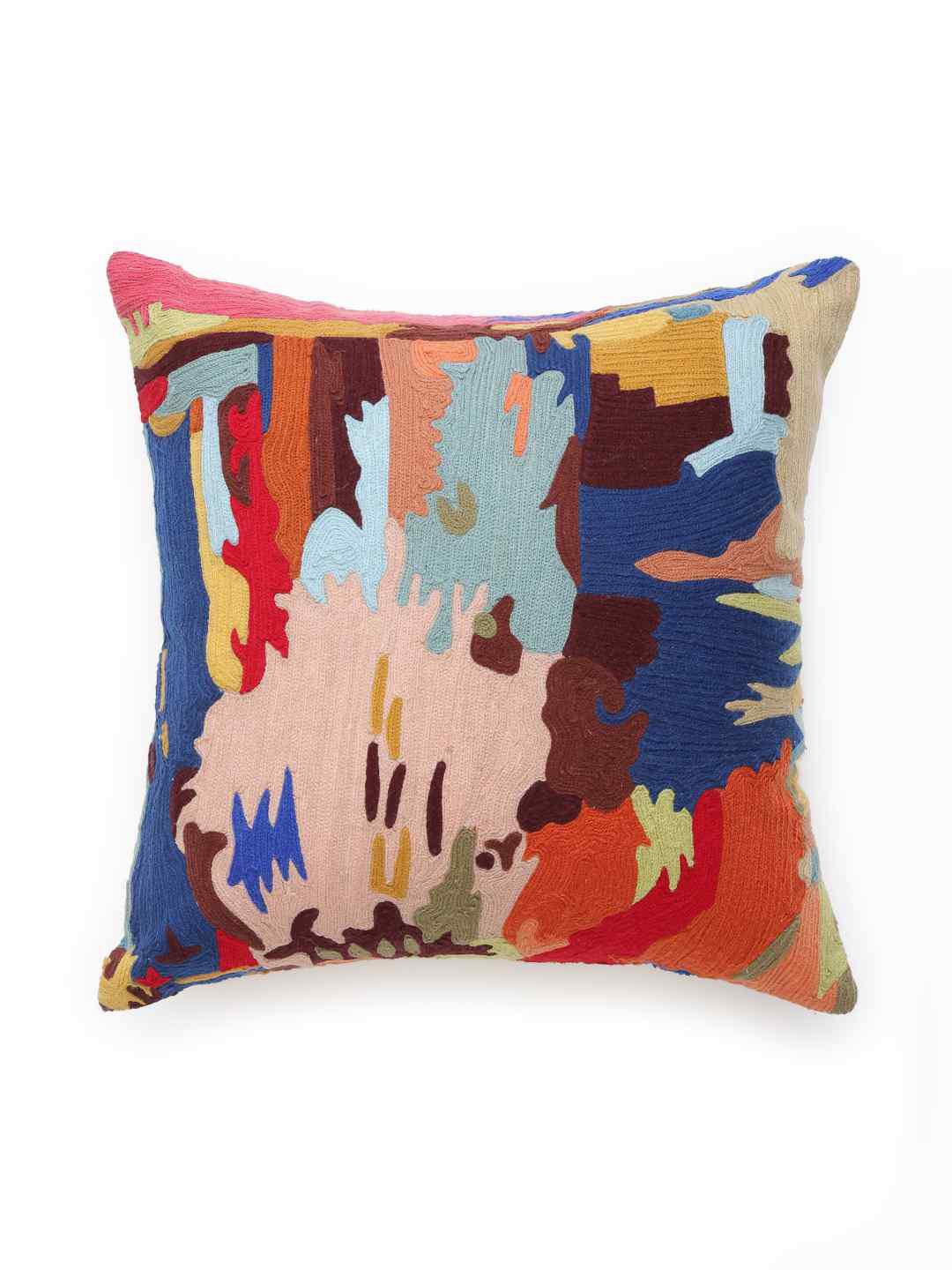 

Amoliconcepts Blue & Pink Embroidered Square Cushion Covers