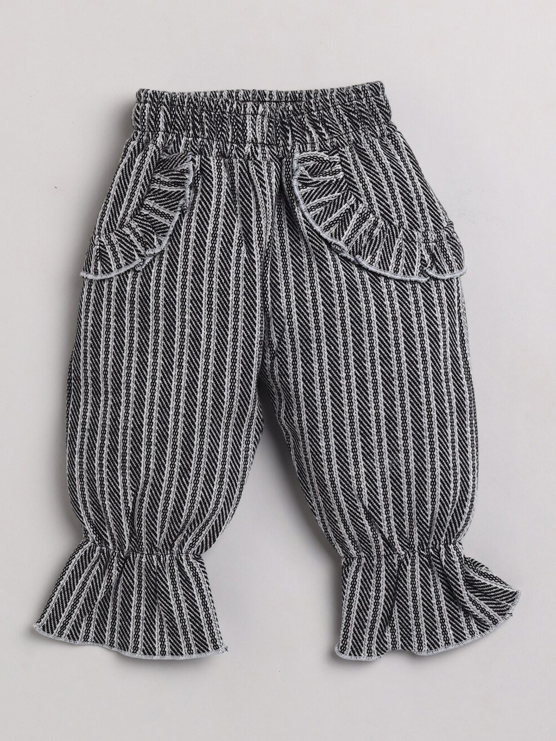 

Nottie Planet Girls Grey Striped Cotton Lounge Pants
